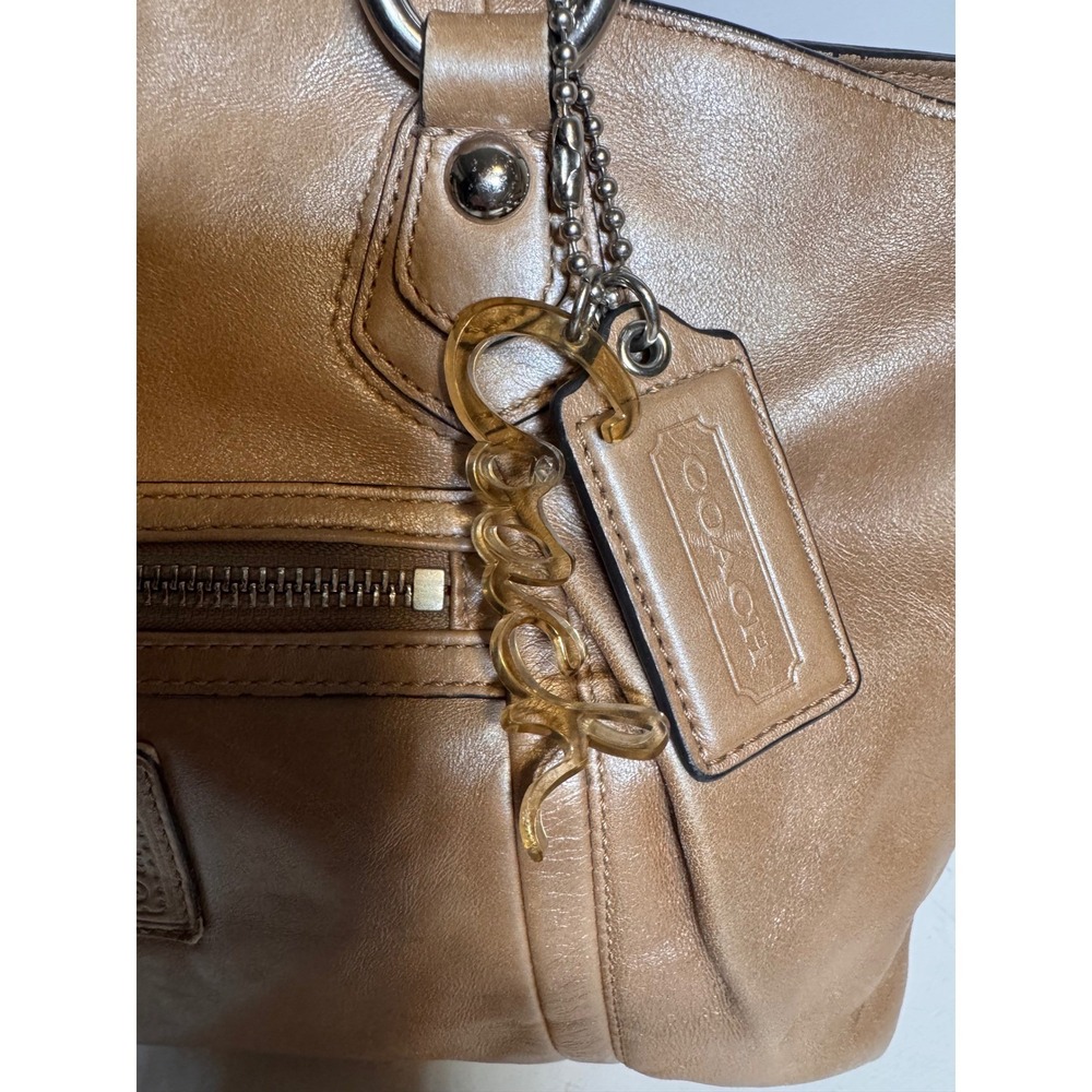Coach Poppy Leather Rocker Satchel Legacy Lining Metallic Tan Leather 16285 - Picture 5 of 8